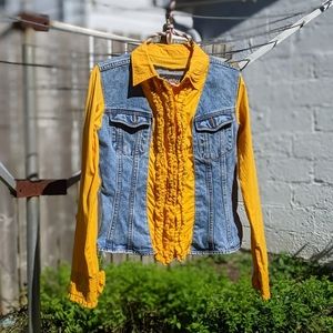 Vintage denim+disco dress shirt jacket